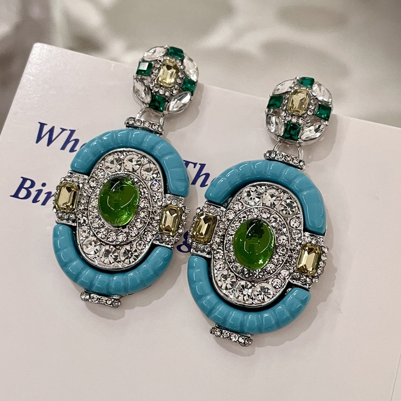 Vintage Fashion Eras - Anting-anting gantung perak zamrud pirus vintage