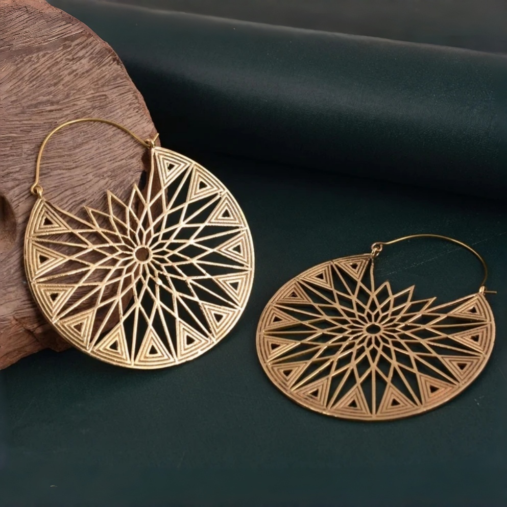 Vintage Fashion Illustrations - Anting Hoop Bulat Desain Berongga Cetak