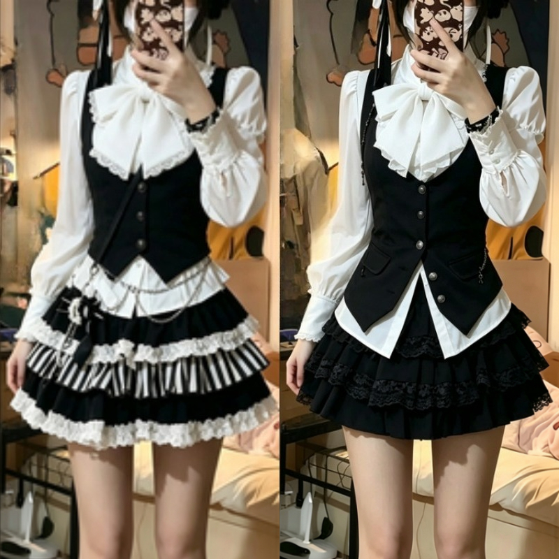 Vintage Fashion Retro Outfit - Setelan Tiga Potong Gaya Retro Prancis