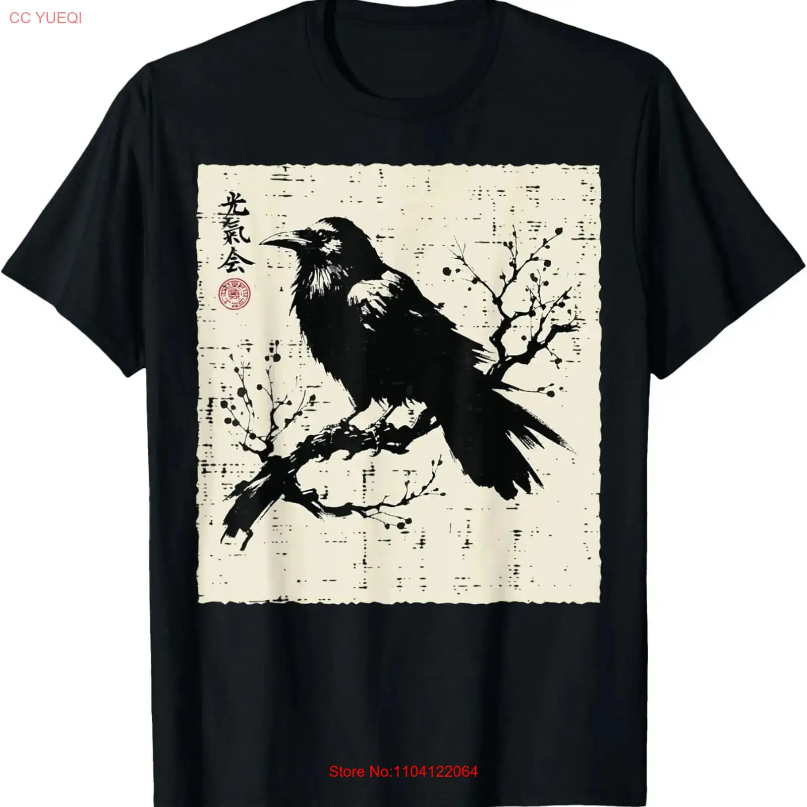 Vintage Fashion Art - Kaos Anak Motif Burung Gagak Hitam