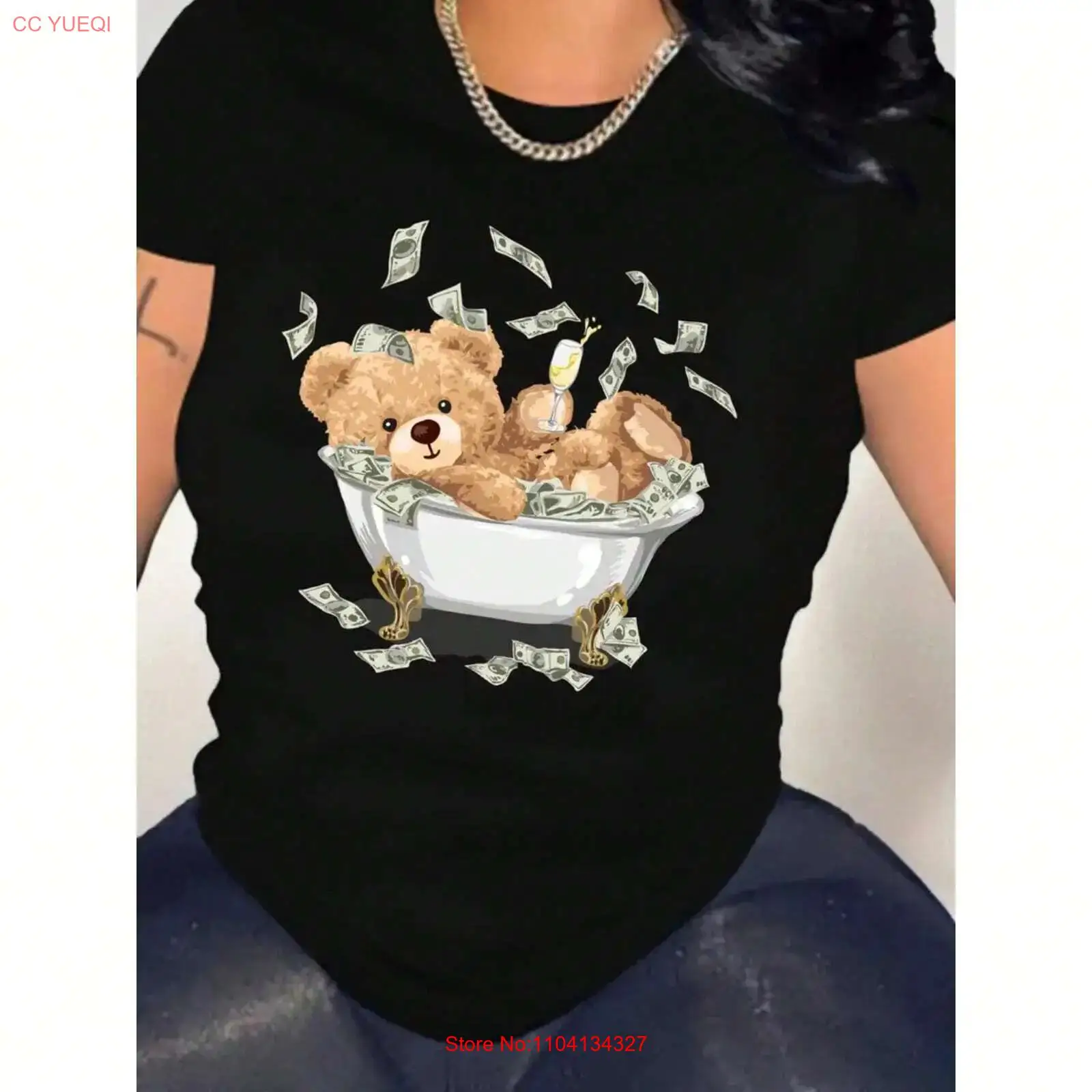 Vintage Fashion Patterns - Kaos Katun Wanita Dollar Bear dengan