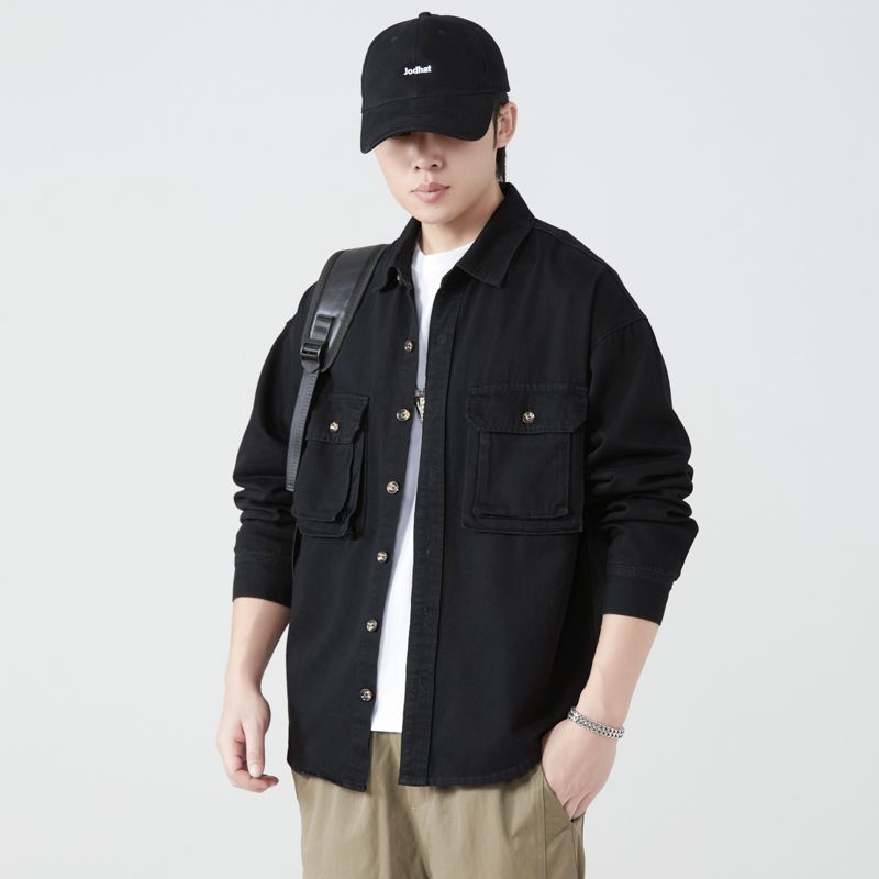 Vintage Fashion Streetwear - Kemeja Perkakas Katun Murni Blus Jaket