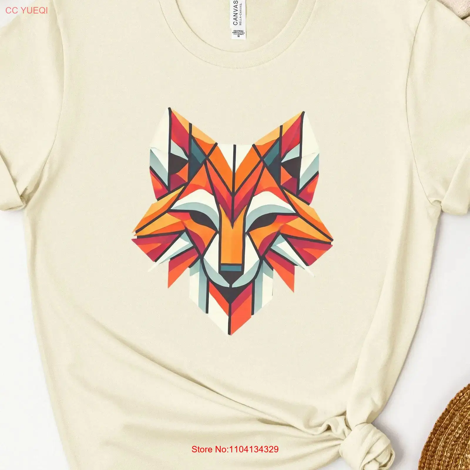Vintage Fashion Art - Kaos Geometris Unik Motif Rubah Seni