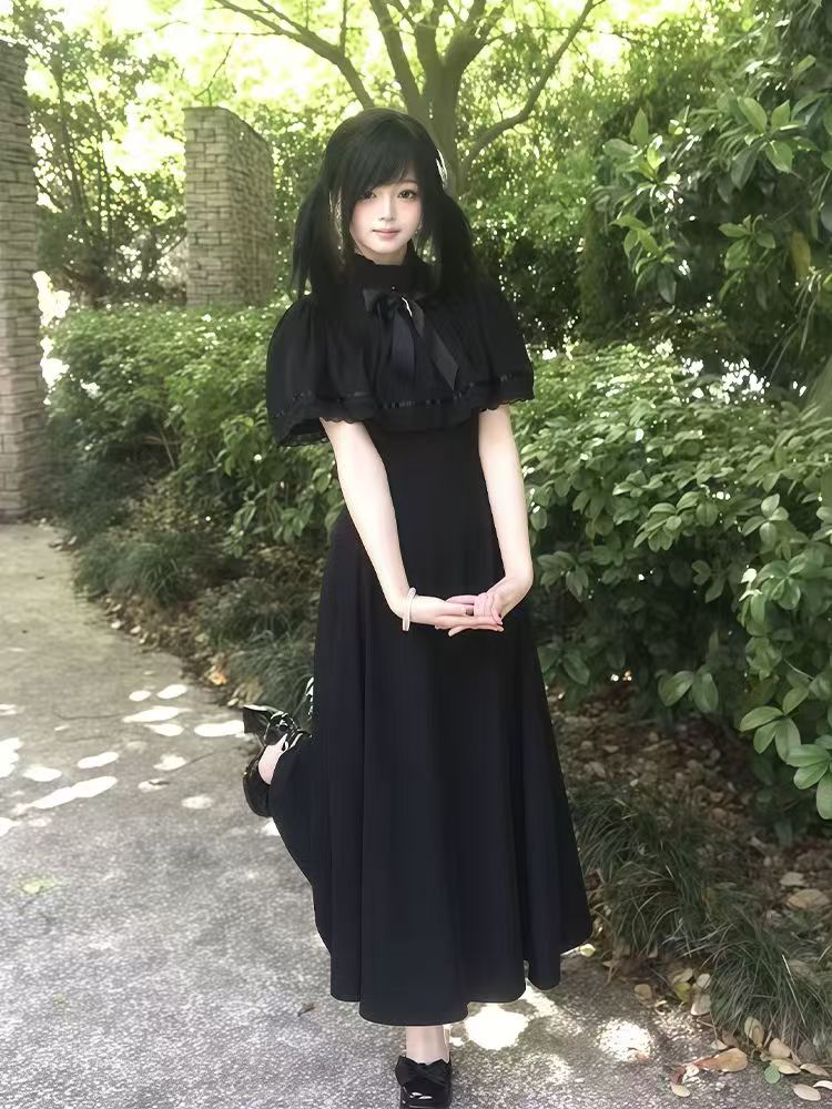 Vintage Fashion Retro Outfit - Gaun Retro Renda Slim Harajuku Gotik