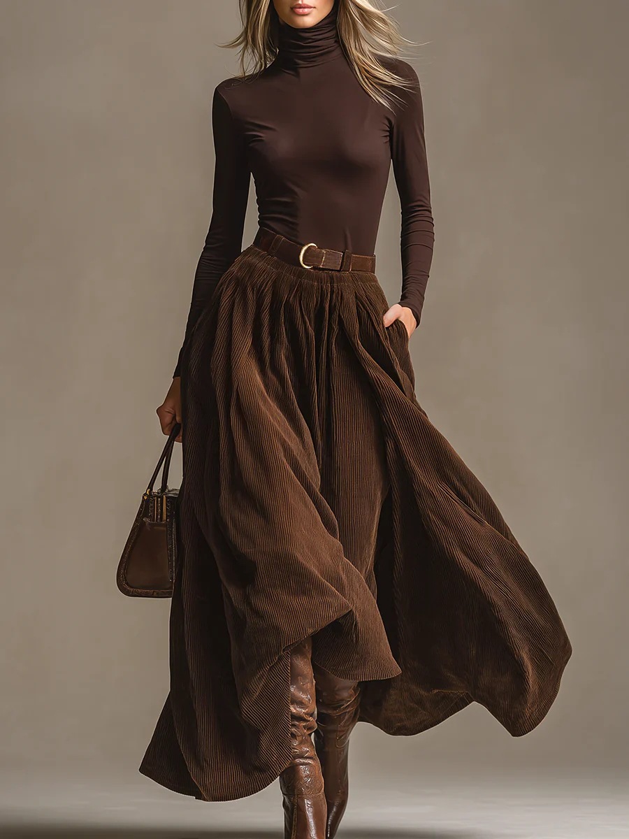 Setelan Rok Panjang Korduroi L - Vintage Fashion Retro Outfit ulasan dan harga