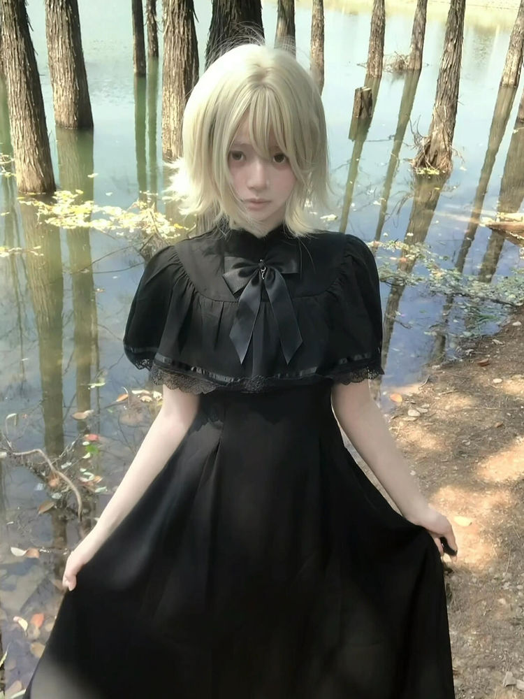 Gaun Retro Renda Slim Harajuku - Vintage Fashion Retro Outfit ulasan dan harga