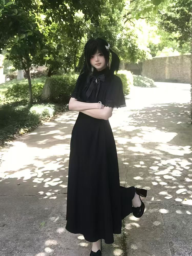 Gaun Retro Renda Slim Harajuku - Vintage Fashion Retro Outfit ulasan dan harga