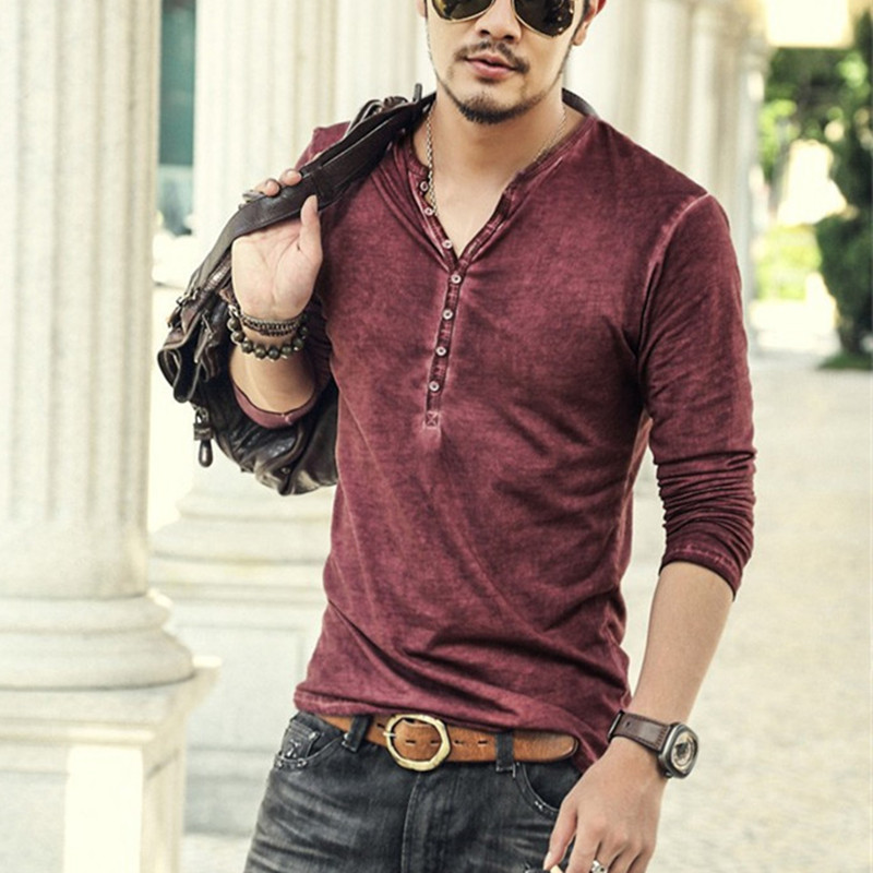 Kaos V-Neck Pria Vintage denga - Vintage Fashion Look ulasan dan harga